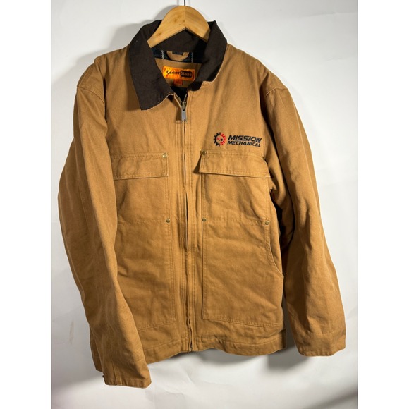 Cornerstone Other - CornerStone Mens Duck Cloth Work Jacket Tan Flannel Lined Mission Mechanical L